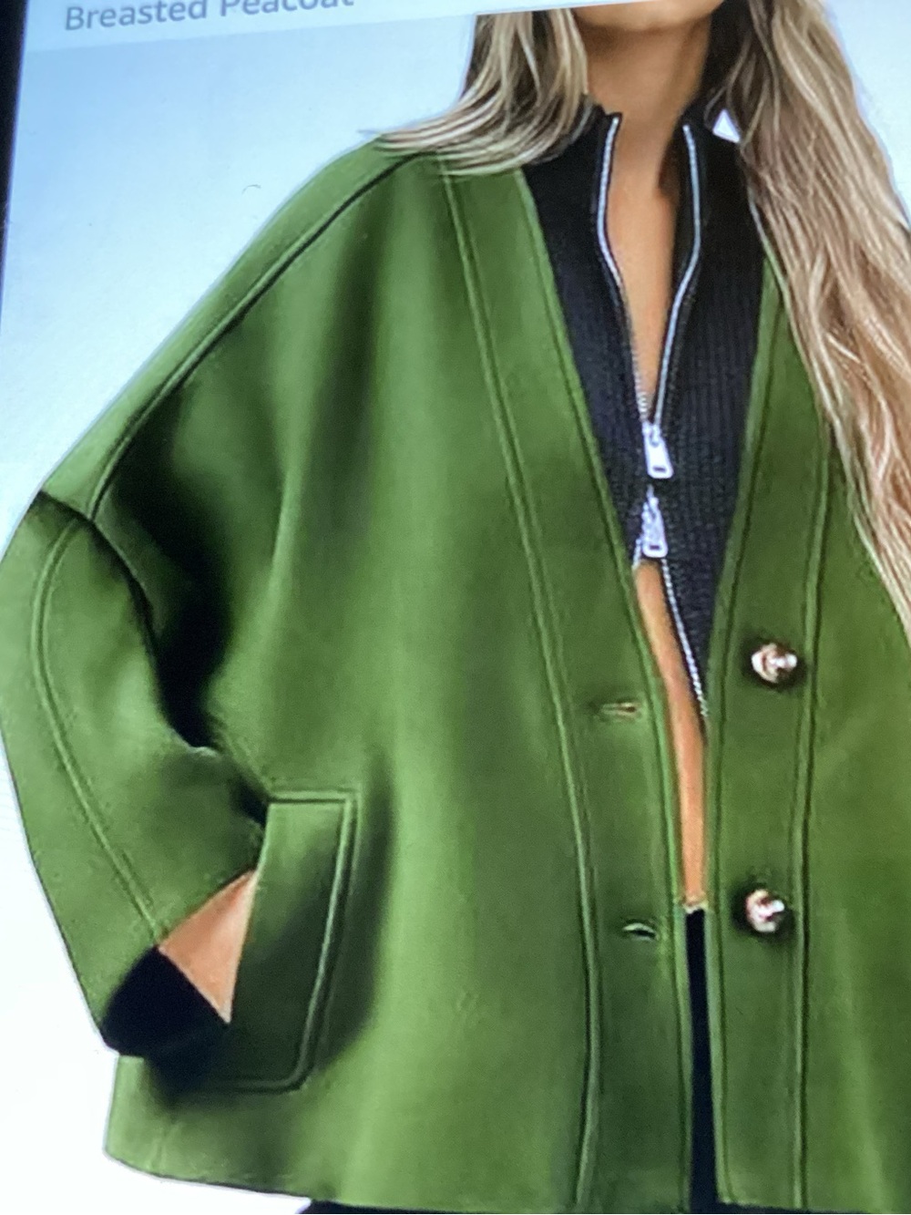 Women’s Winter Short Oversized Single-Breasted Cropped Peacoat size M